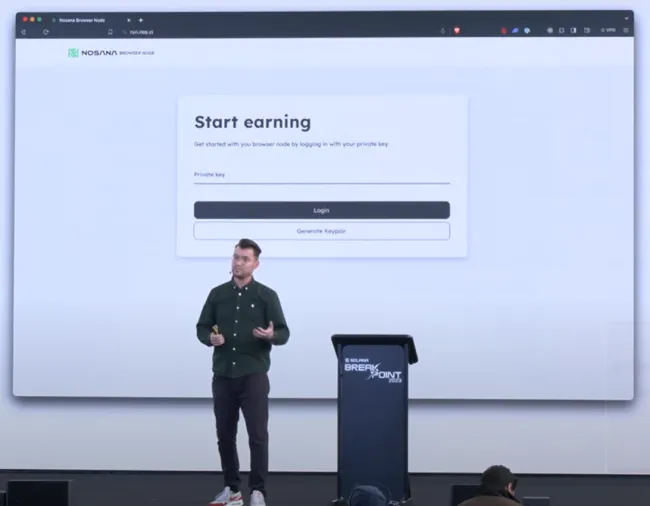 Start Earning Slide on stage